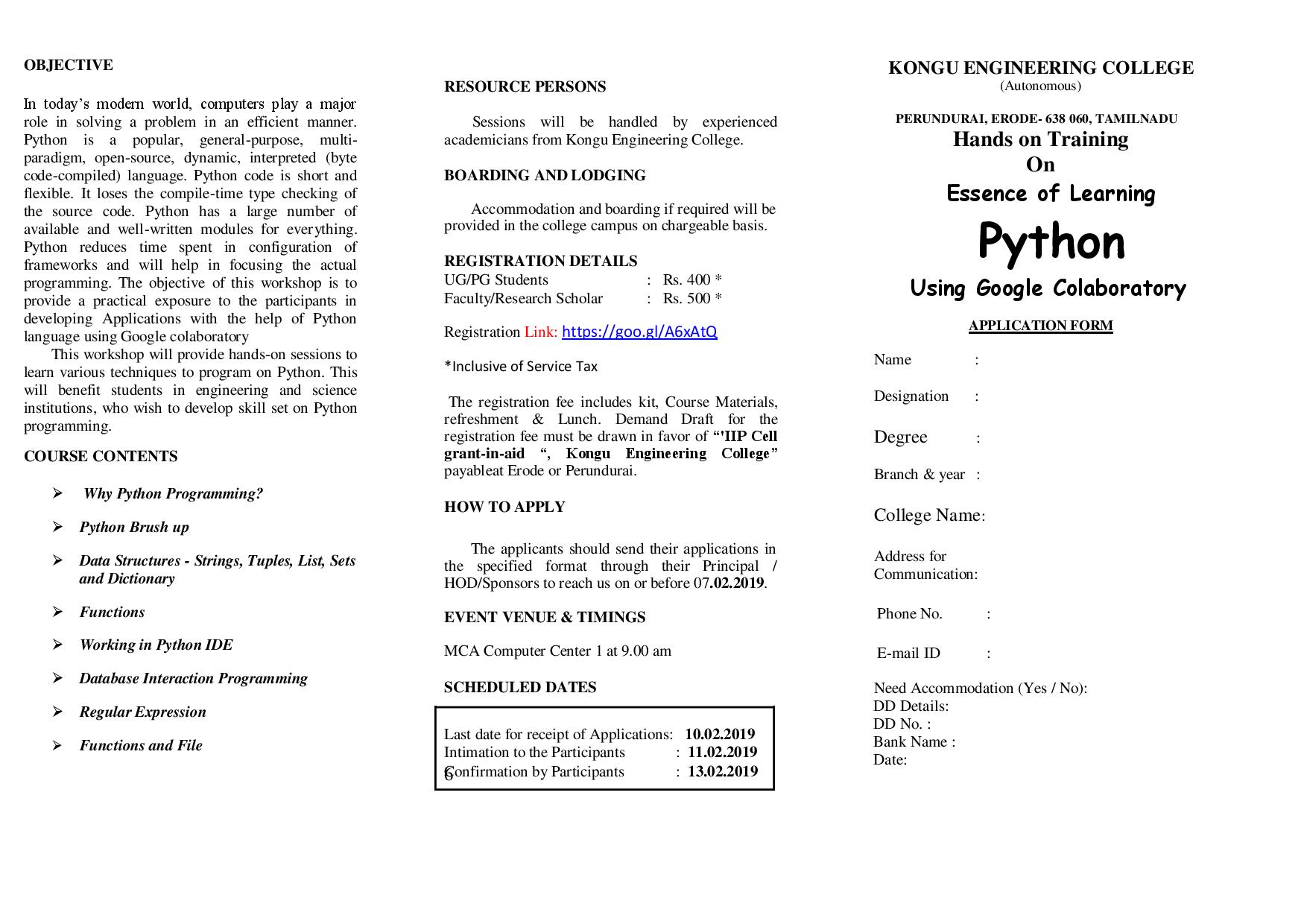 Hands on Training on Essence of Learning Python Using Google Colaboratory 2019